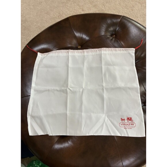 Coach Drawstring Satin Dust Bag Horse & Carriage Red and White 23x19 - Picture 1 of 4
